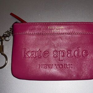 Kate Spade Pink Leather Coin Purse Keychain Ring